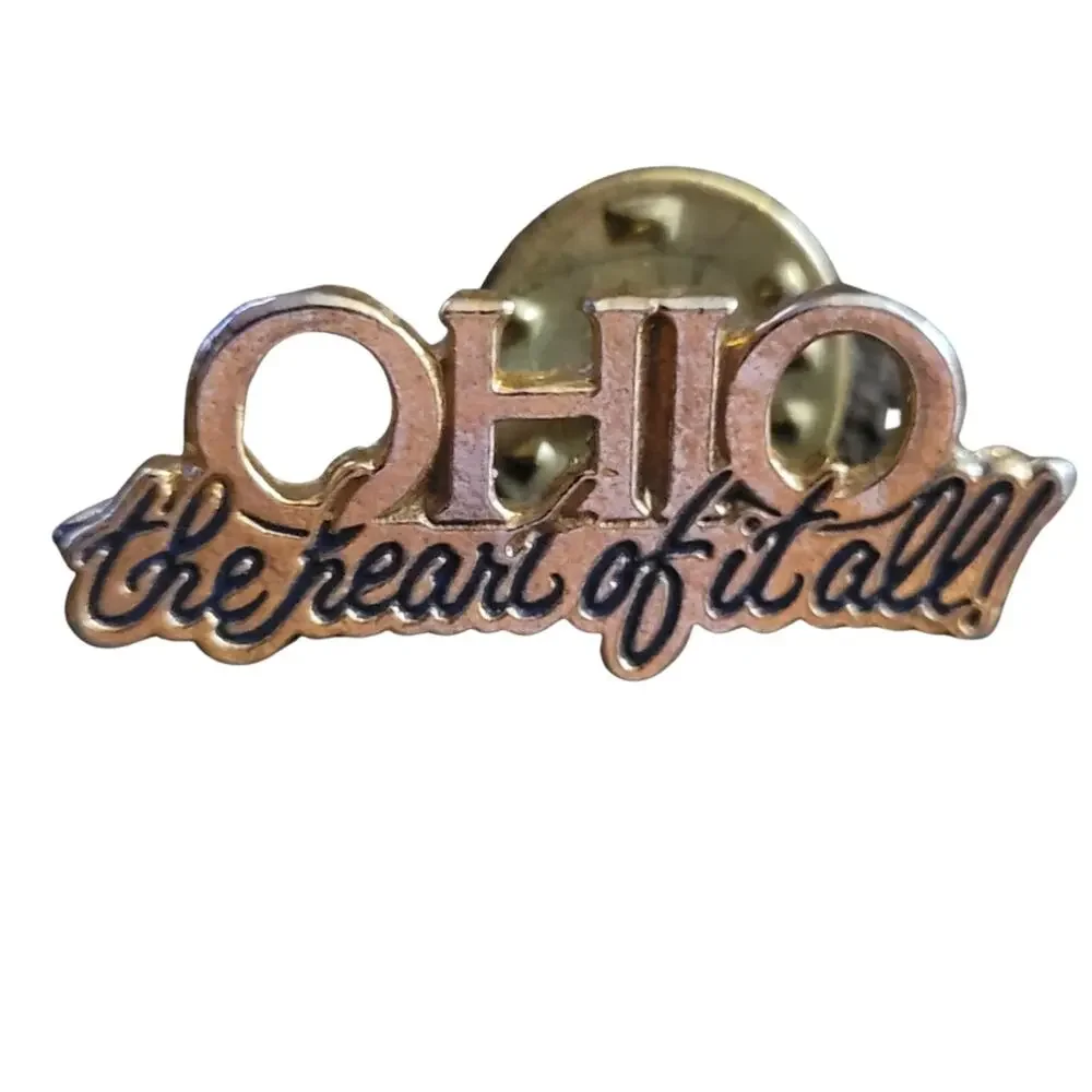 Vintage Ohio The Heart of It All Lapel Pin Gold Tone District 65 Souvenir